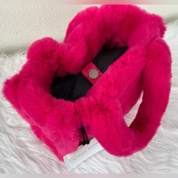new with tagsstand studio liz bag velvety heavy faux fur fuchsia